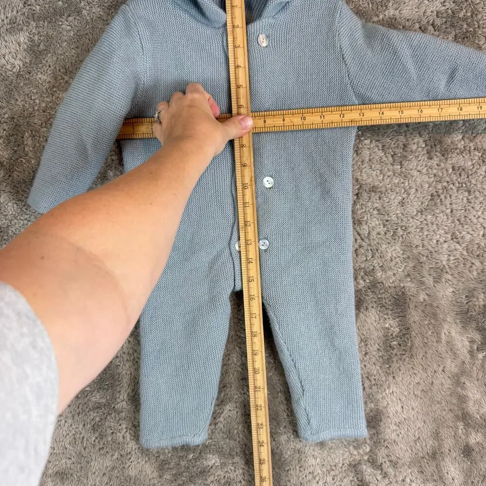 Mebi Baby Seed Stitch Knit Pram Suit Romper Hood One Piece Sweater 24 Months
